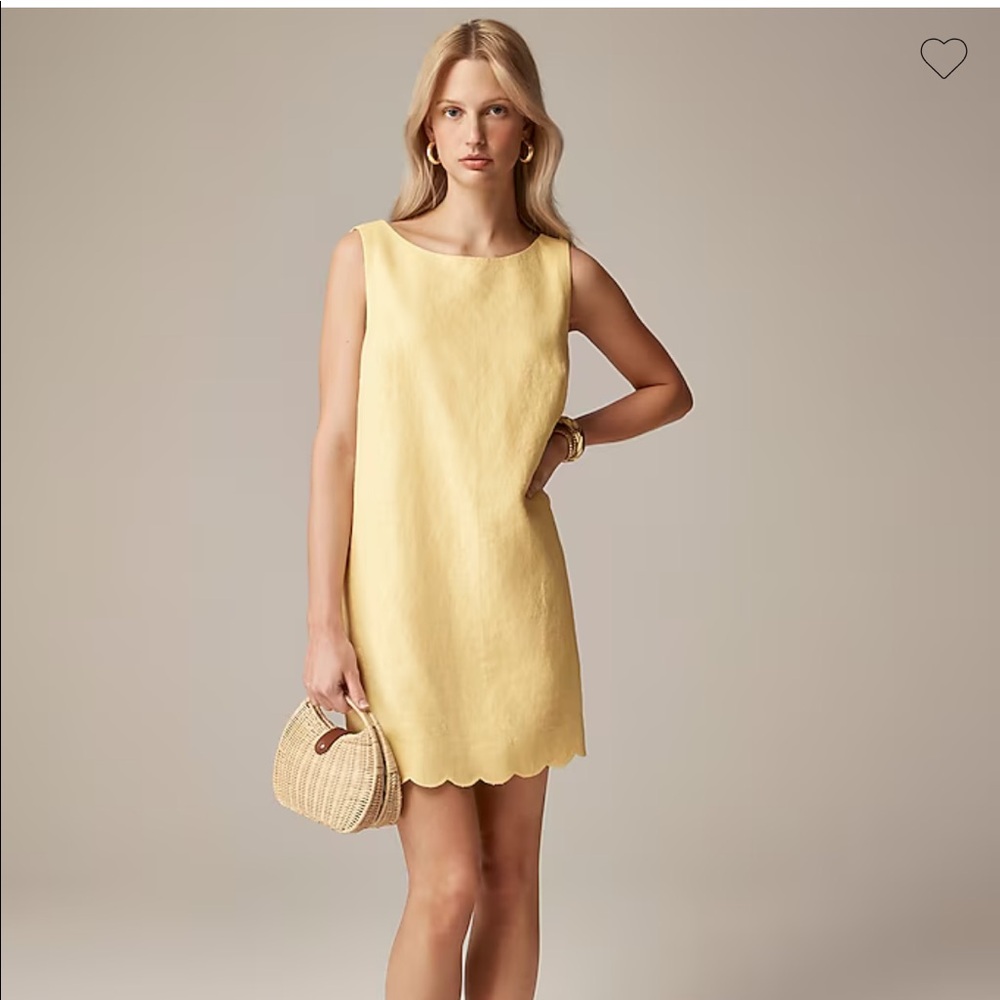 Jcrew WHITE scalloped trim linen dress